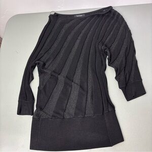 White House Black Market WHBM Black Asymmetrical Sweater Top Women's Medium
